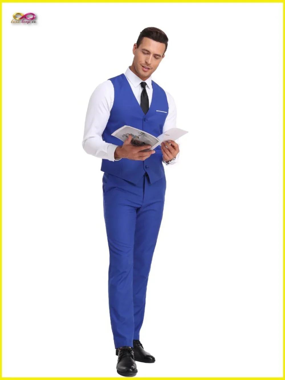 Slim Fit Vest Pants Suit Set Modern Fitted Formal Casual Business Wear